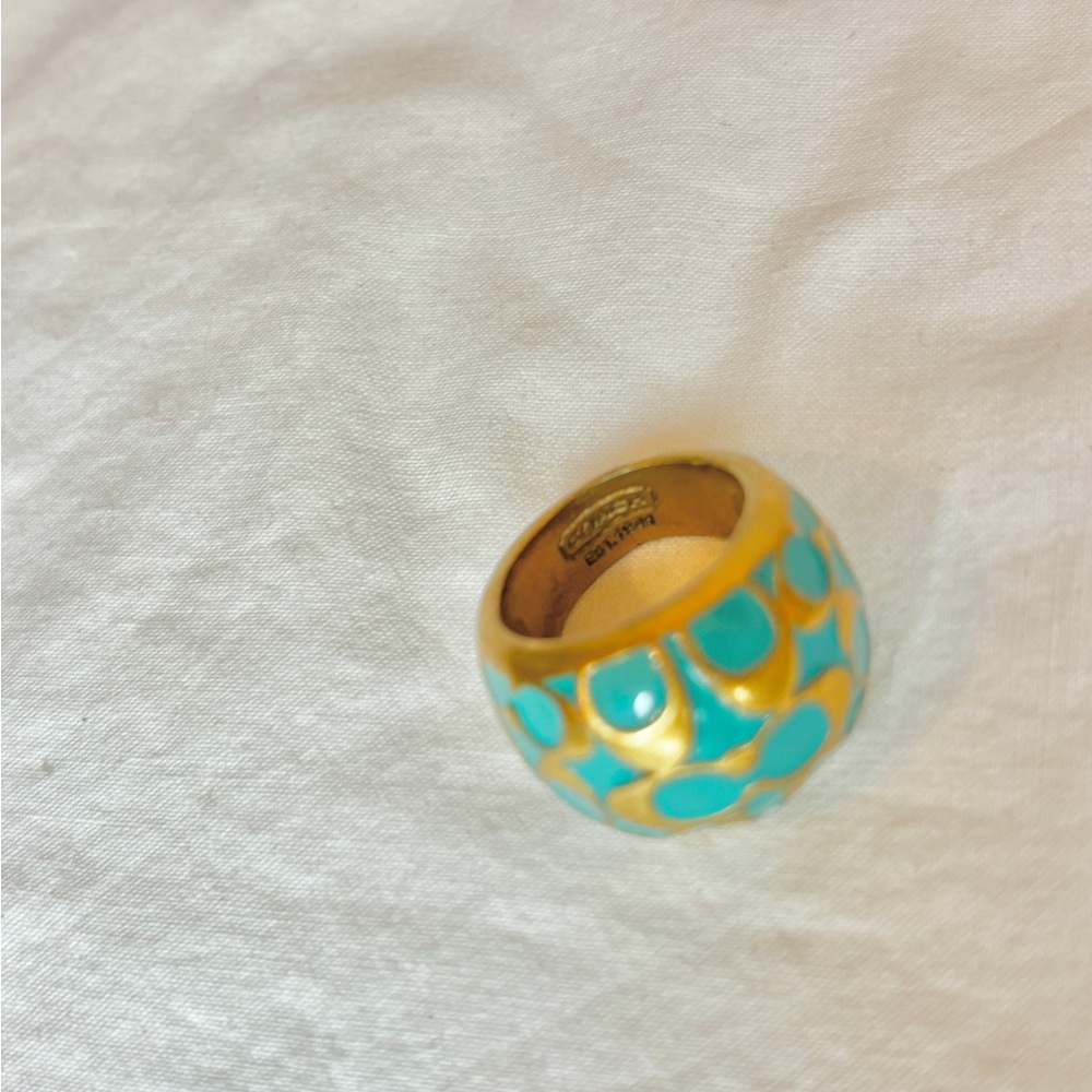 Coach Gold and Turquoise Ring